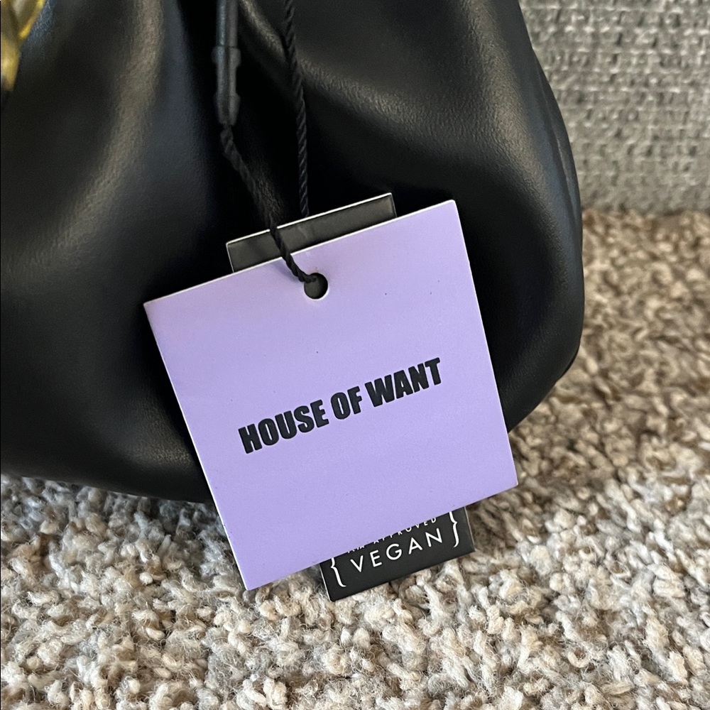 NWT House of Want Black Chill Framed Clutch Black Box Calf - Picture 2 of 11